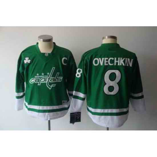 Washington Capitals 8 A.Ovechkin St Pattys Day green Kids jerseys